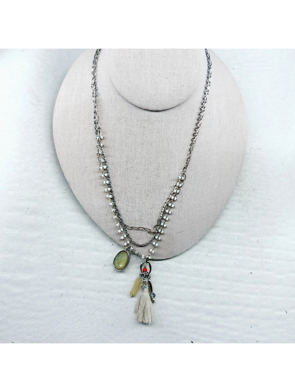 3112mc. Chico’s Silvertone Multistrand Necklace